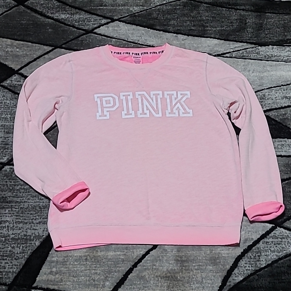 VS PINK 2017 Campus Burn-out Pink Logo Long-sleeve Shirt PRICE FIRM